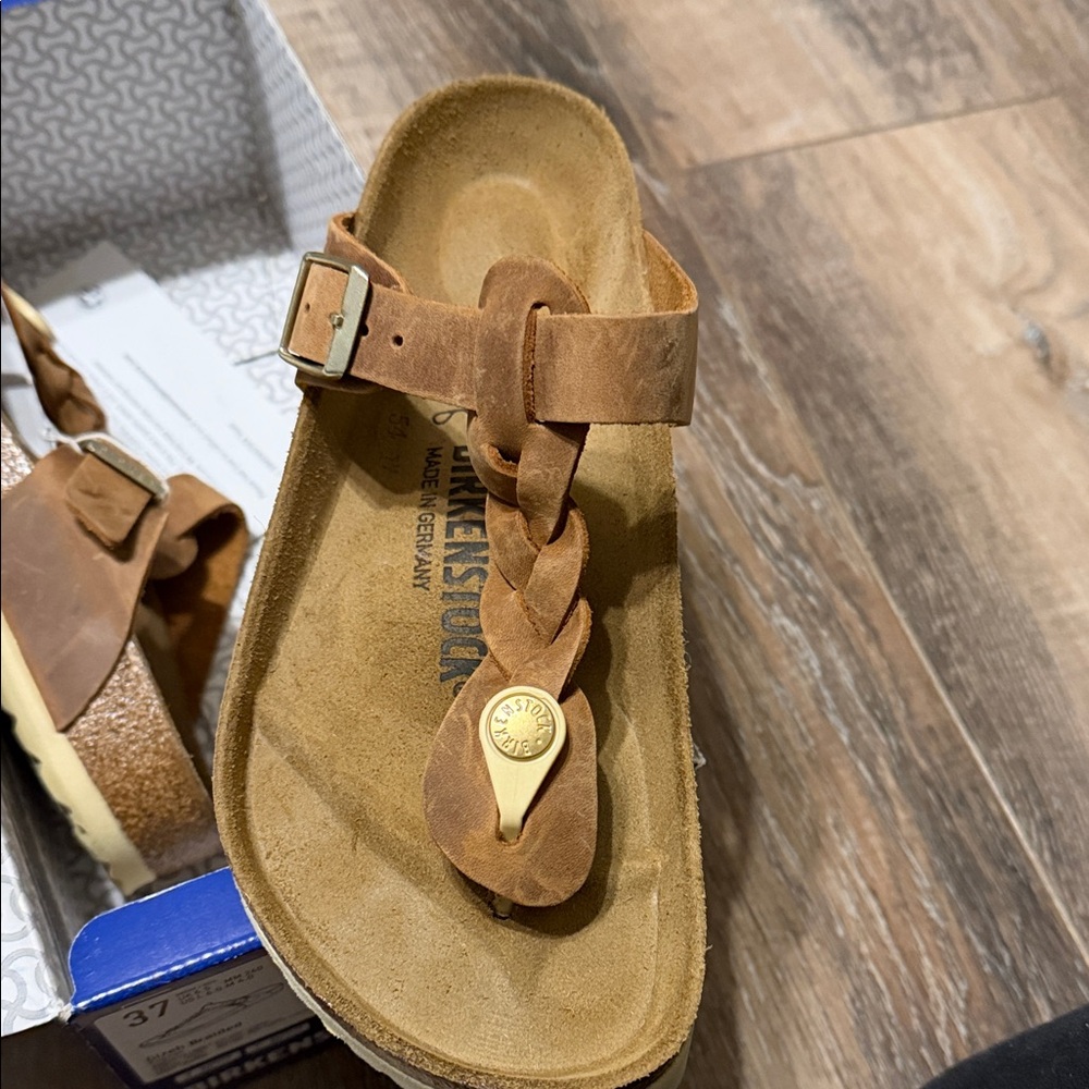 Birkenstock Tan Leather Braided Sandals - Picture 2 of 6